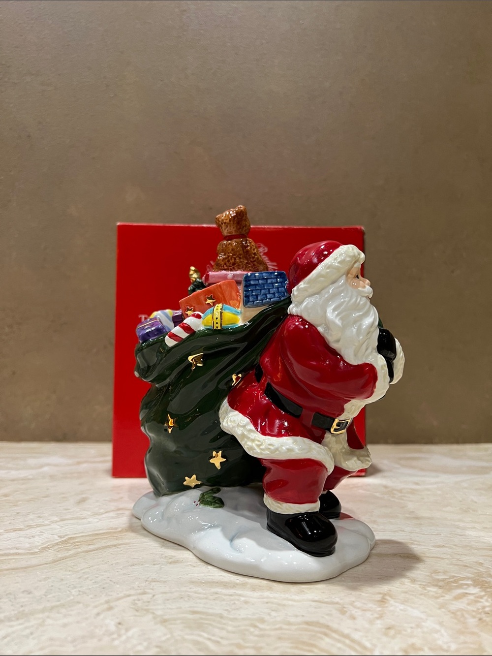 Christopher Radko Red, Green & Gold Santa with Gift Sack Candleholder - Picture 6 of 14